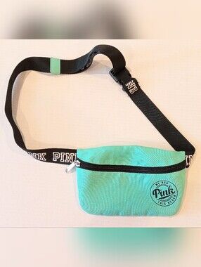 PINK Mint Green Fanny Pack with Black Logo Strap